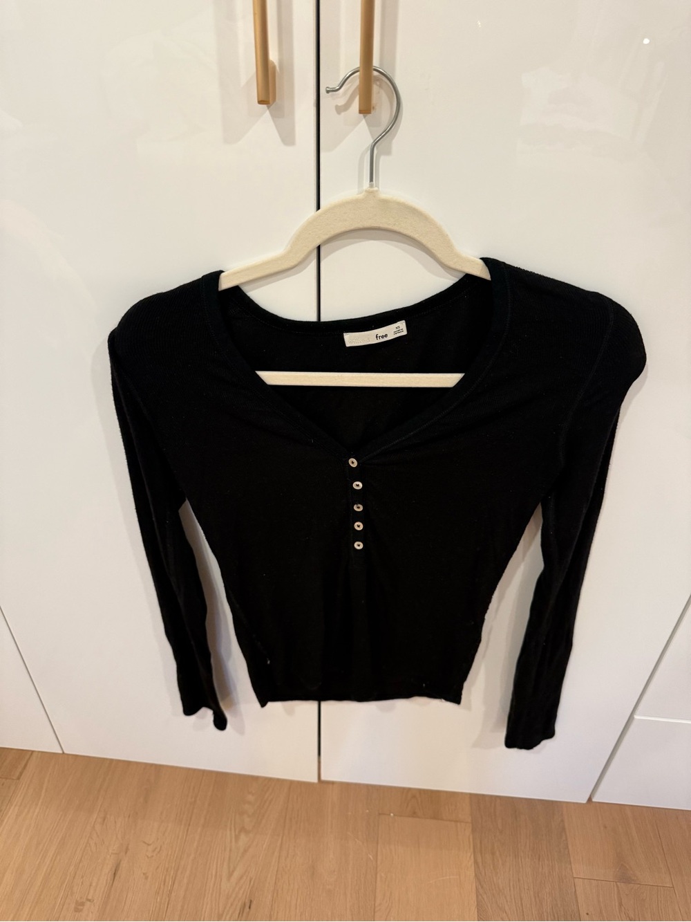 Wilfred Black Ribbed Long-Sleeve Henley Top